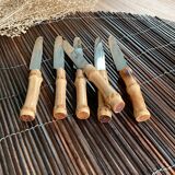 6 small vintage bamboo knives