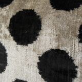 Black Silk Ikat Velvet Pillow Cover, Pair Polka Dot Ikat Lumbar Cushion Cover, Decorative Pillowcase