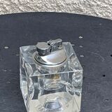 1970 glass and metal refillable table lighter