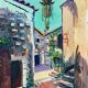 Tableau hsp "village of Eze - the lantern," calade signed ayo (ec. 20th century)