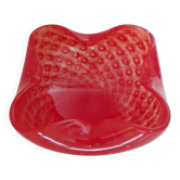 Red bullicante Murano glass vide poche signed