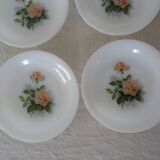 6 plates roses from France flowers hollow Arcopal