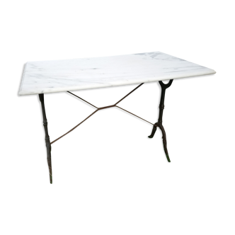 Marble and cast iron bistro table