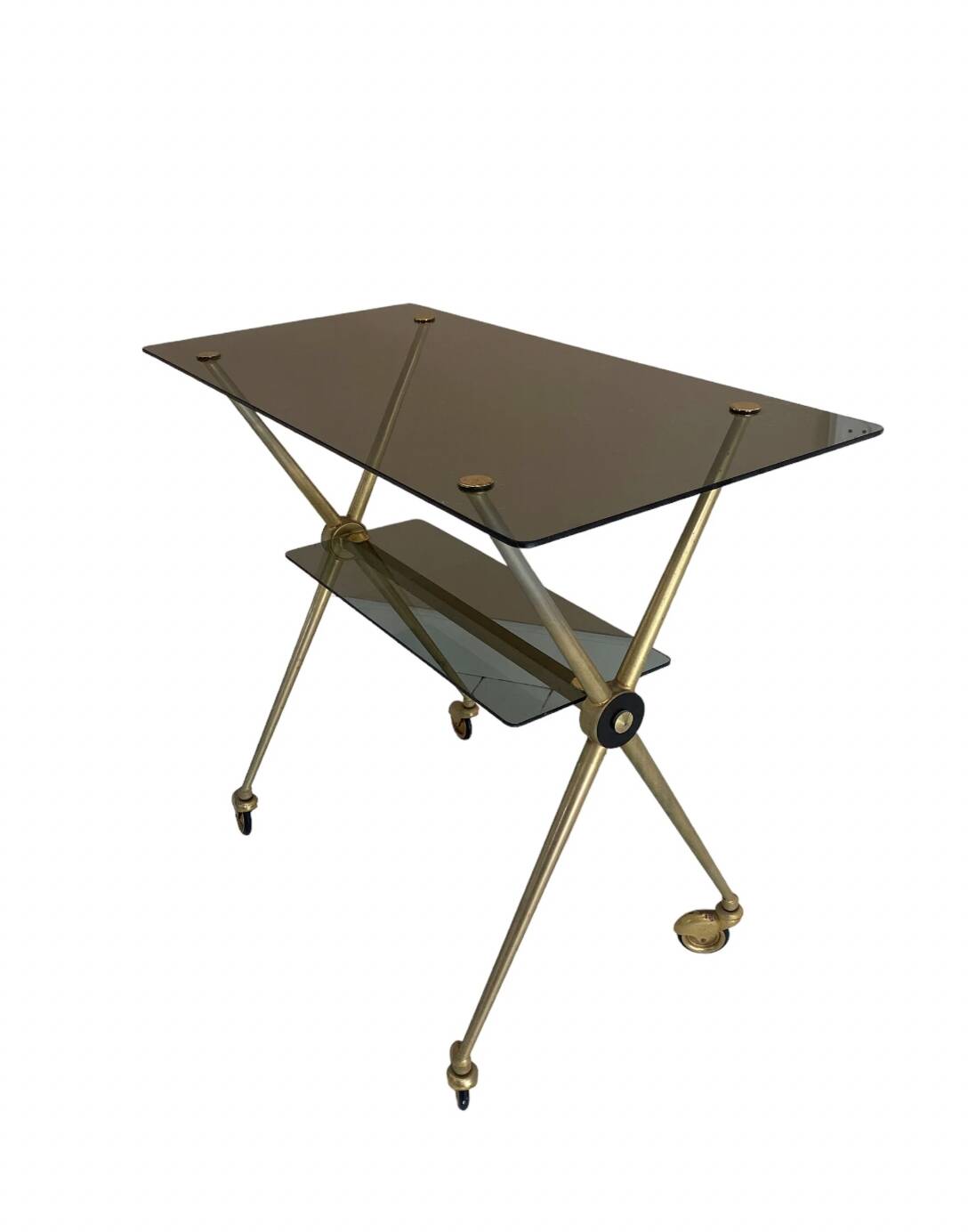 gold plated metal serving trolley