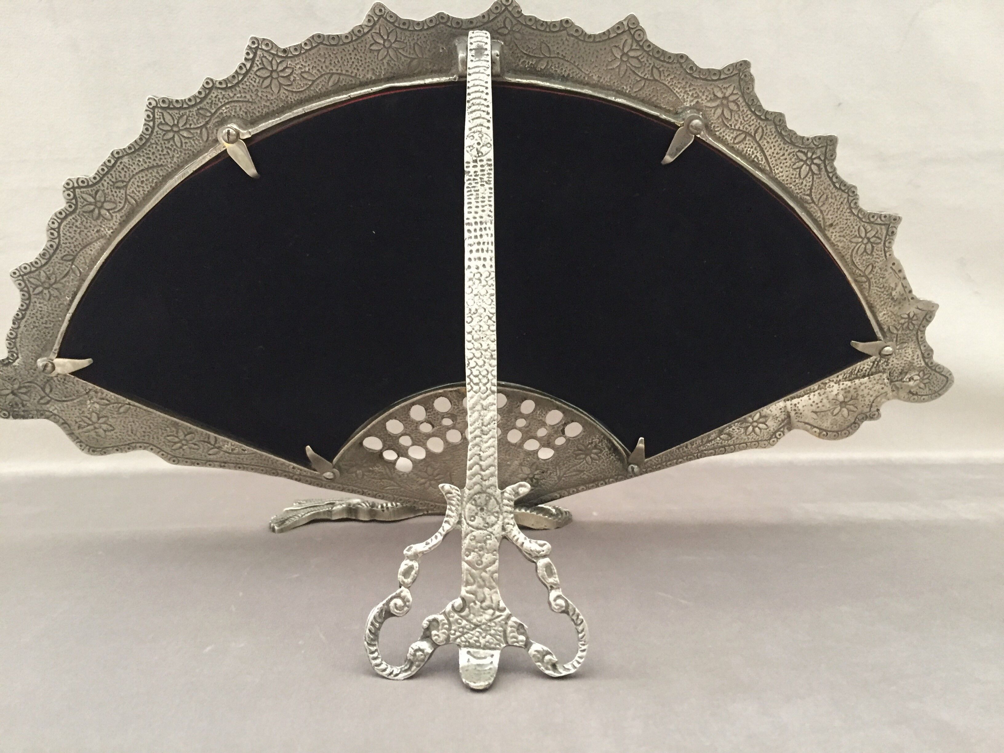 Baroque mirror fan in the Louis XV style, silver bronze Napoleon III