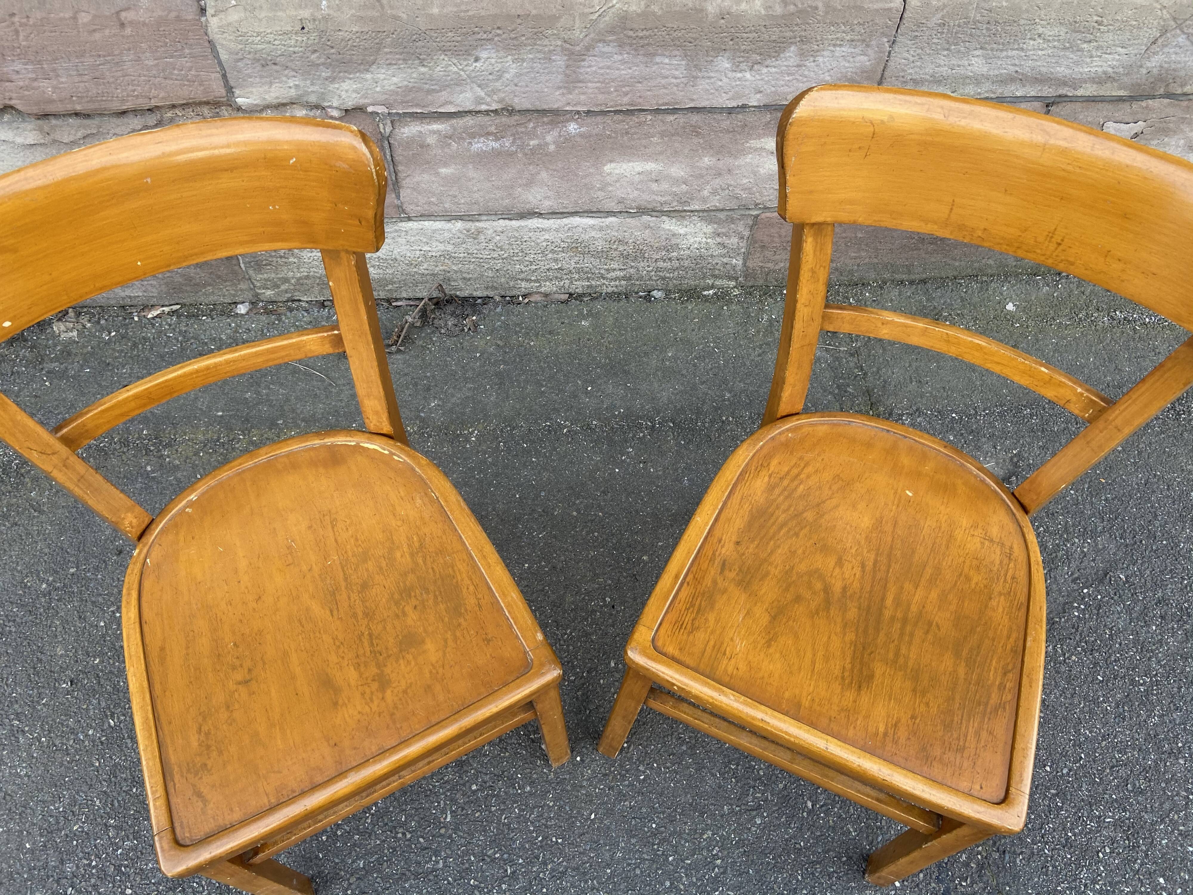 Pair of chairs curved wood vintage bistro