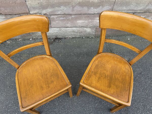 Paire de chaises bois courbé bistrot vintage