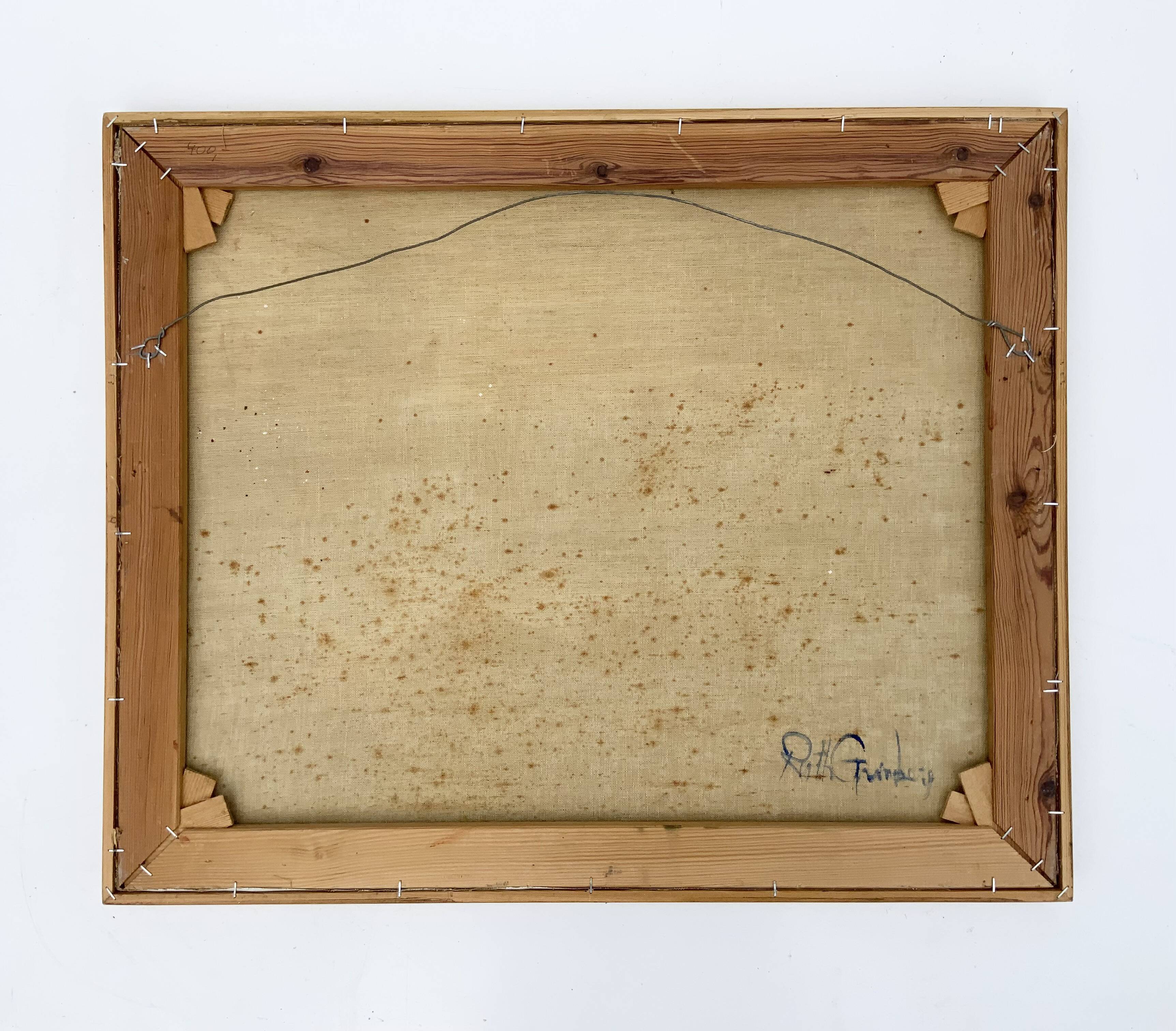 Vintage Still life with Pumkin oil Painting on Canvas signed R. Grinberg