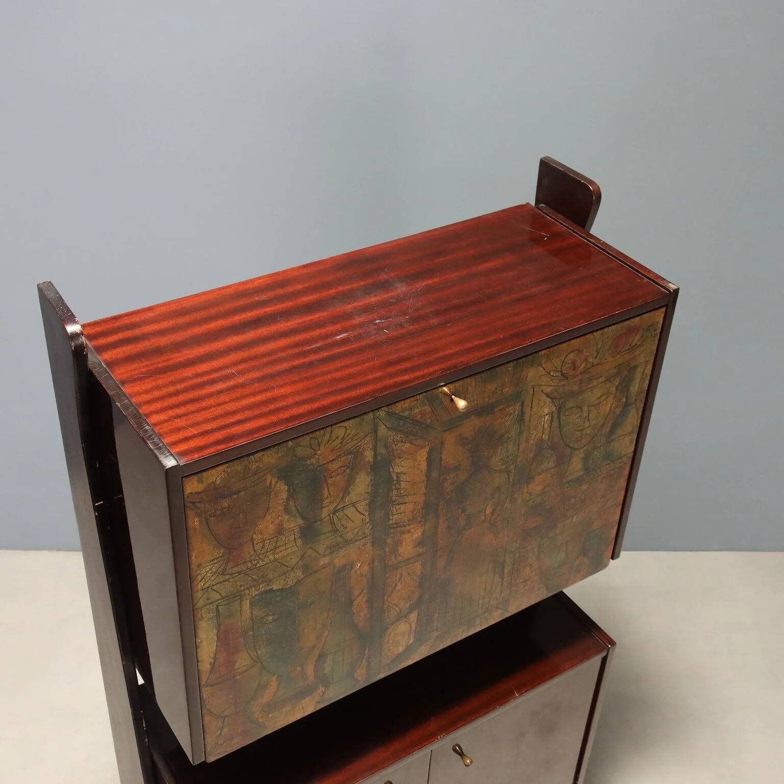 Vintage mahogany bar cabinet from the 1960s.
