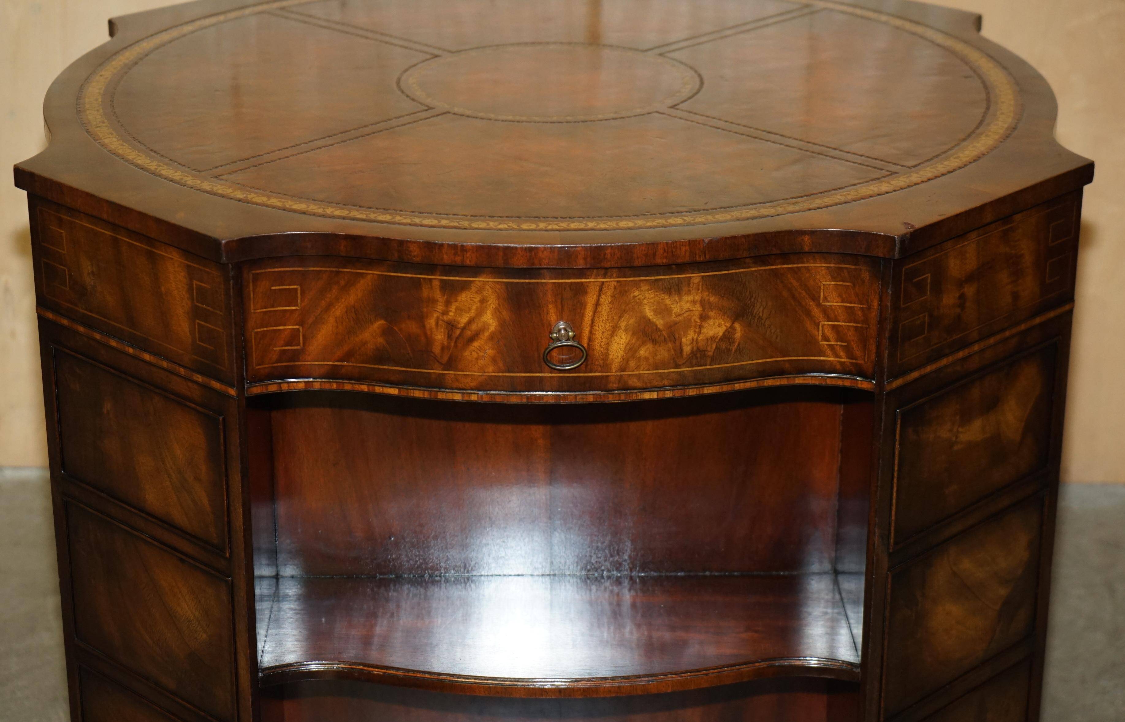 Bureau à piédestal en cuir teint à la main pour 2 personnes