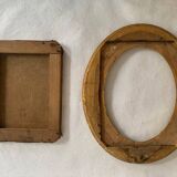 19th century portrait of a young girl, oil painting framed in oval gilded wood