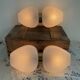 Pair of vintage wall lights from the 60s-70s in striped opaline glass and gilded brass.