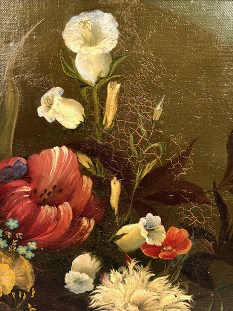 French School nineteenth oil on canvas, bouquet of flowers dated 1883