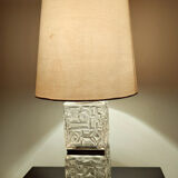 Lampe de table vintage avec base en verre