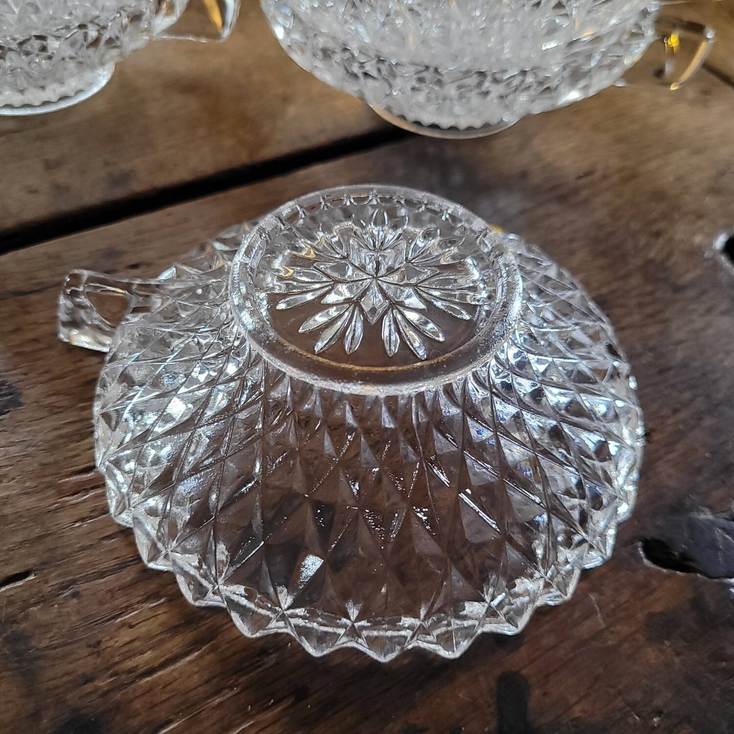 Cut Glass Dessert/Punch Bowls - Diamond Style