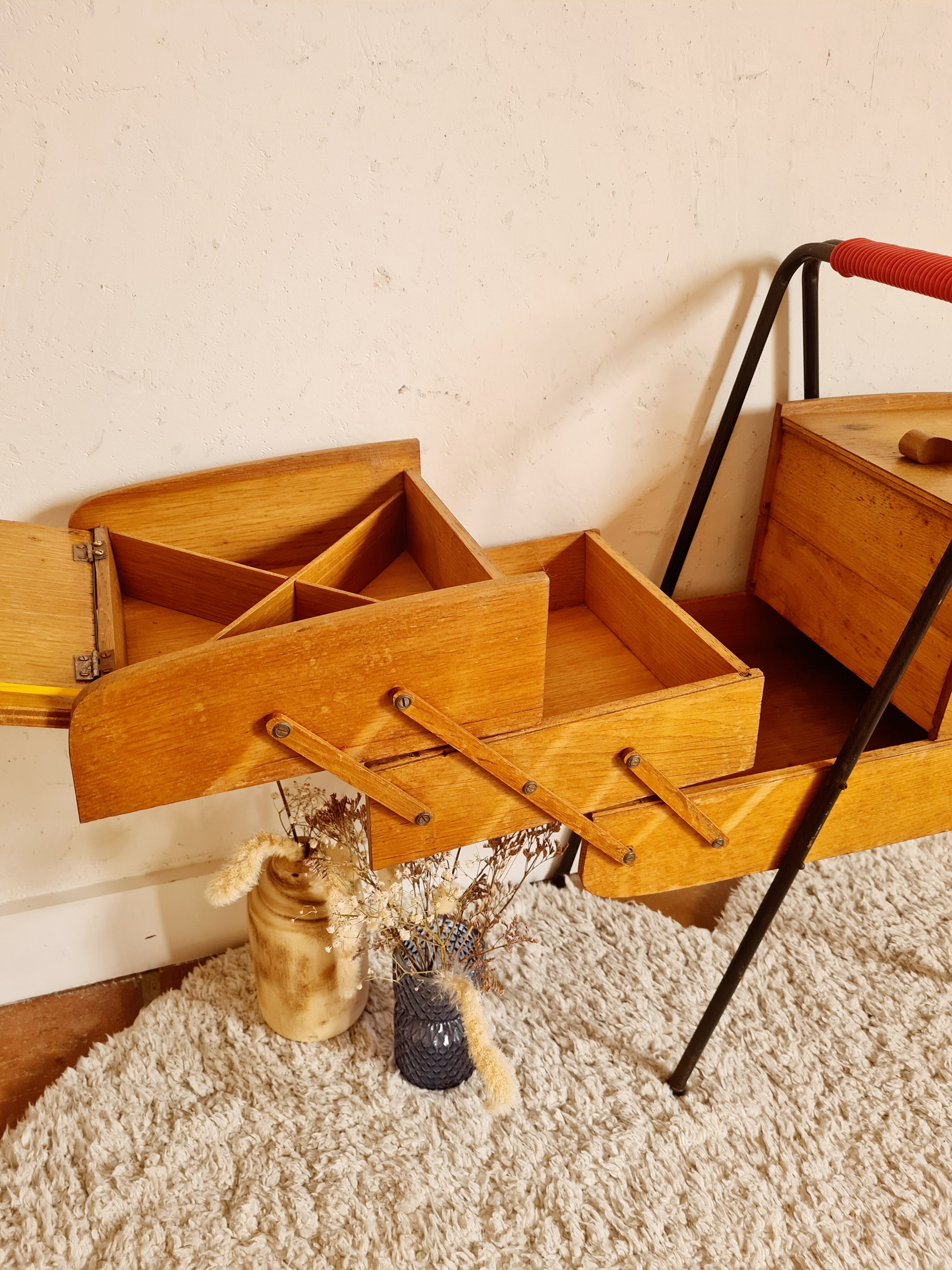 Retro worker of the 60s wood and metal