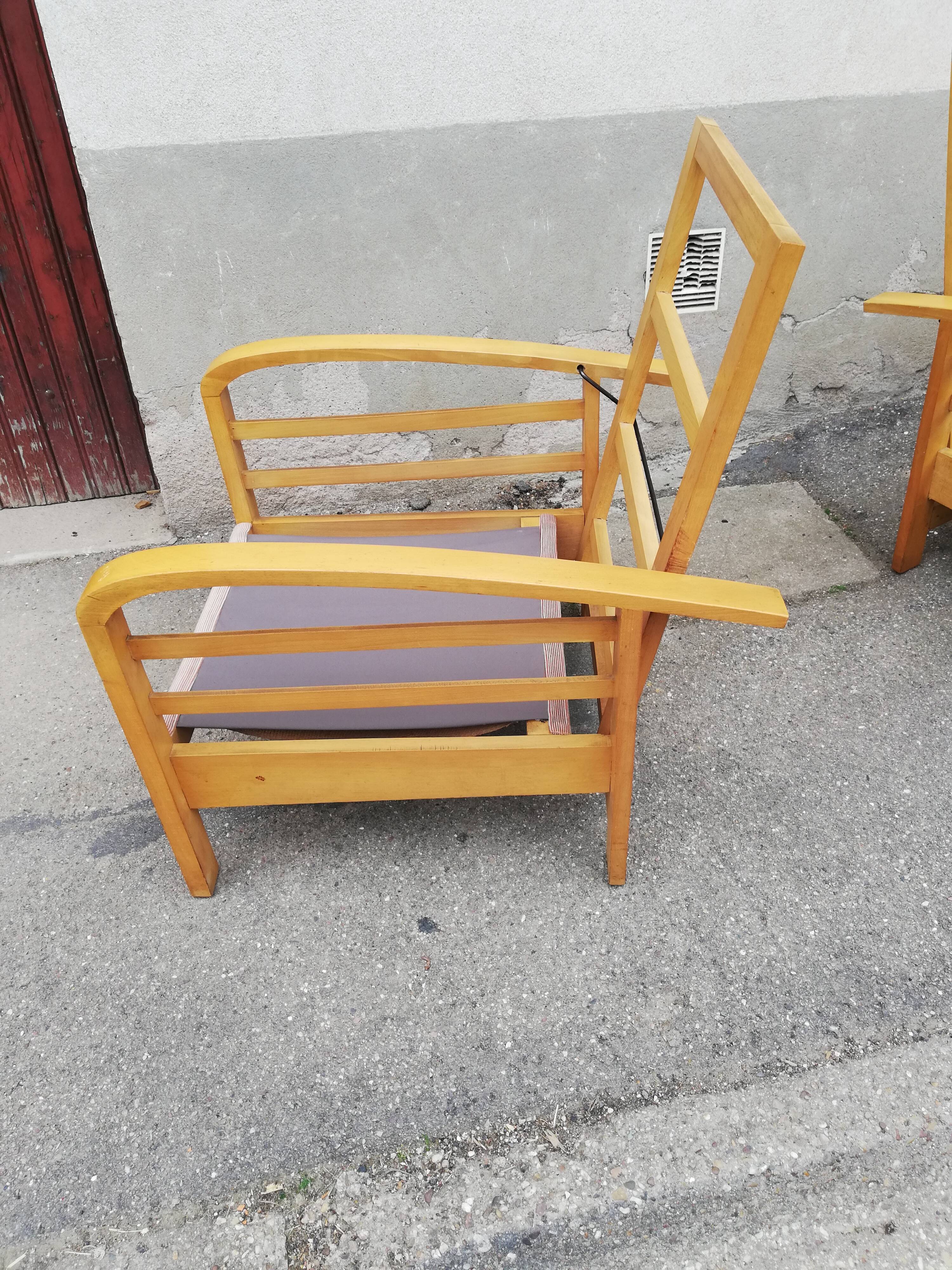 Pair of armchairs year 50 adjustable back