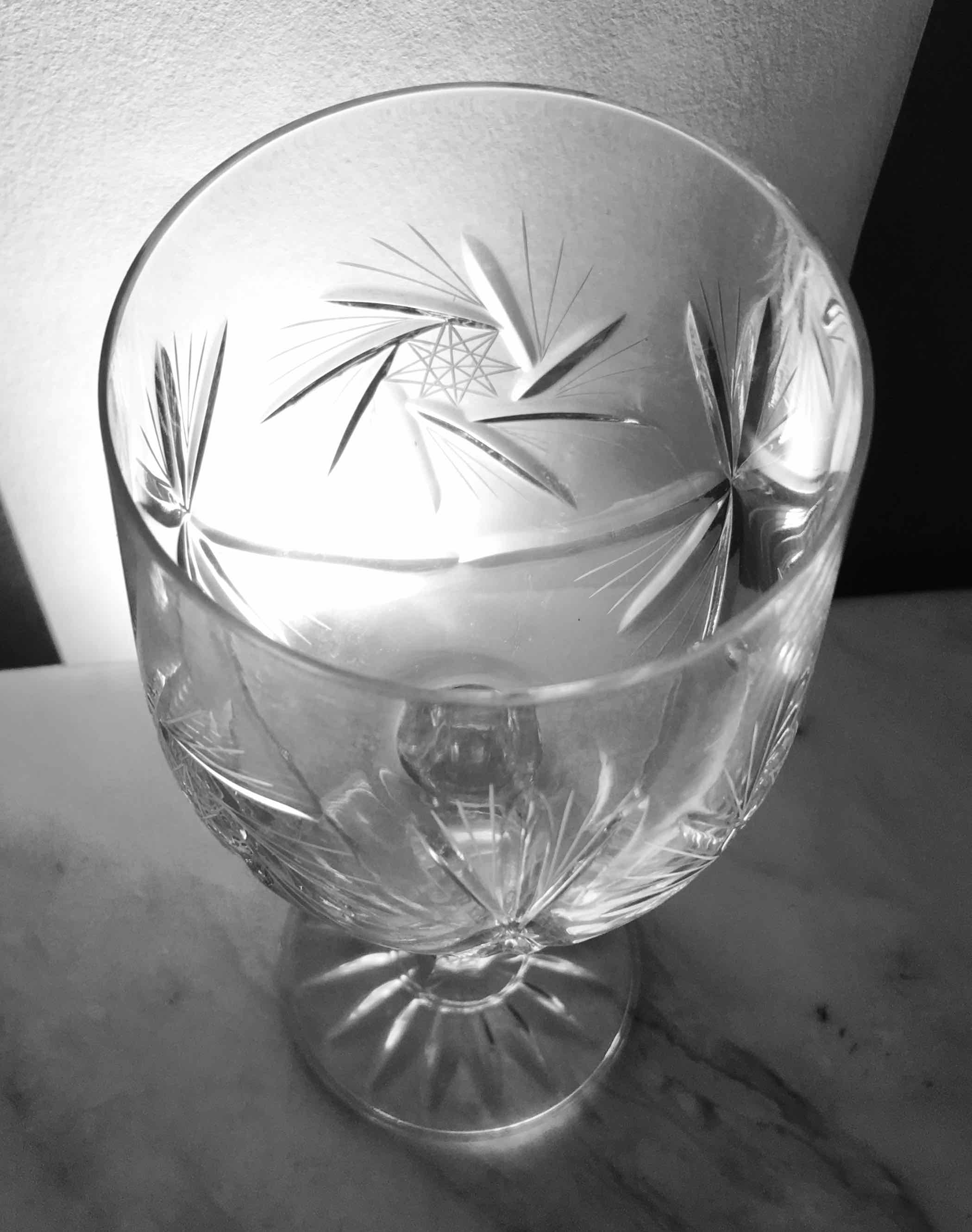 Set of 12 cut crystal wine glasses