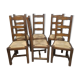 Set of six rustic chairs in natural wood, regional French craftsmanship.