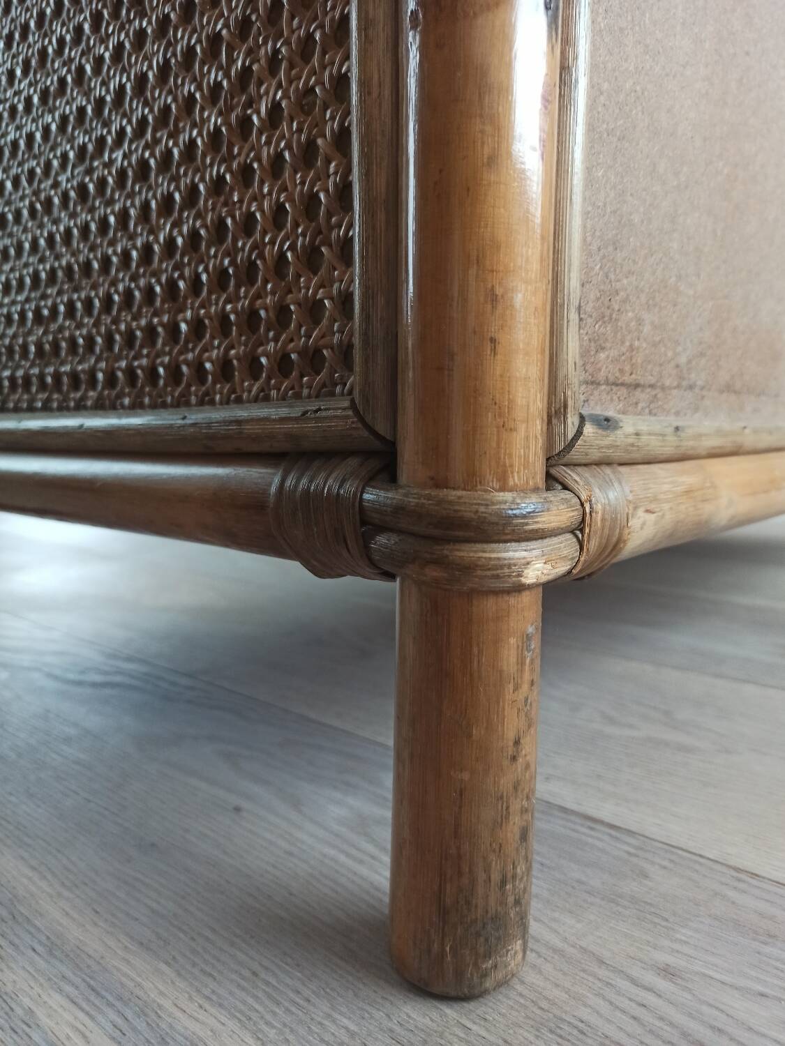 Bamboo and rattan chest of drawers, 70's