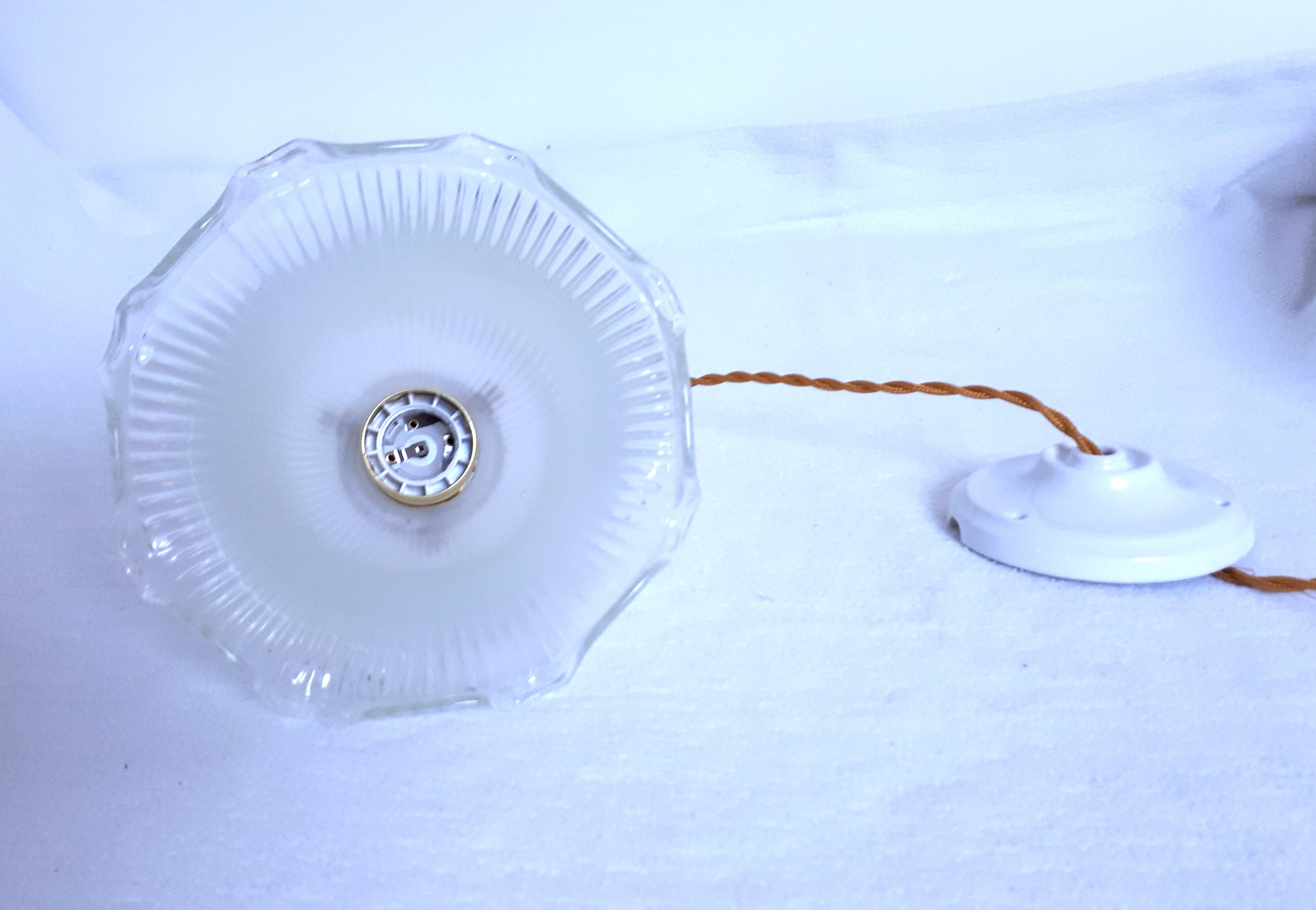 Holophane pendant light/glass lampshade - retro atmosphere guaranteed - 1940 - vintage