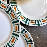 6 assiettes plates Badonviller en faïence, service "Quiberon"