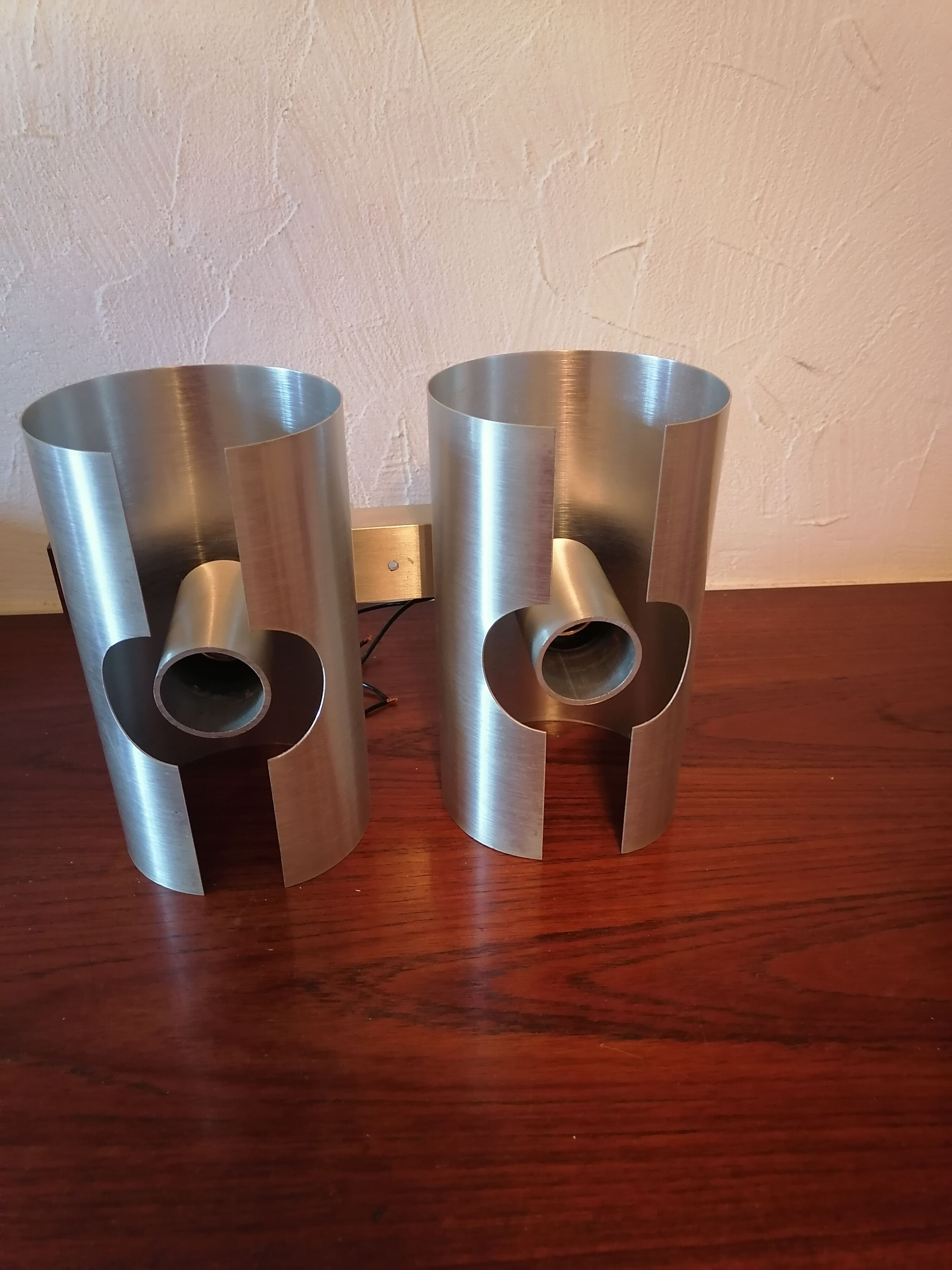 Wall lamp vintage double steel brush style space age