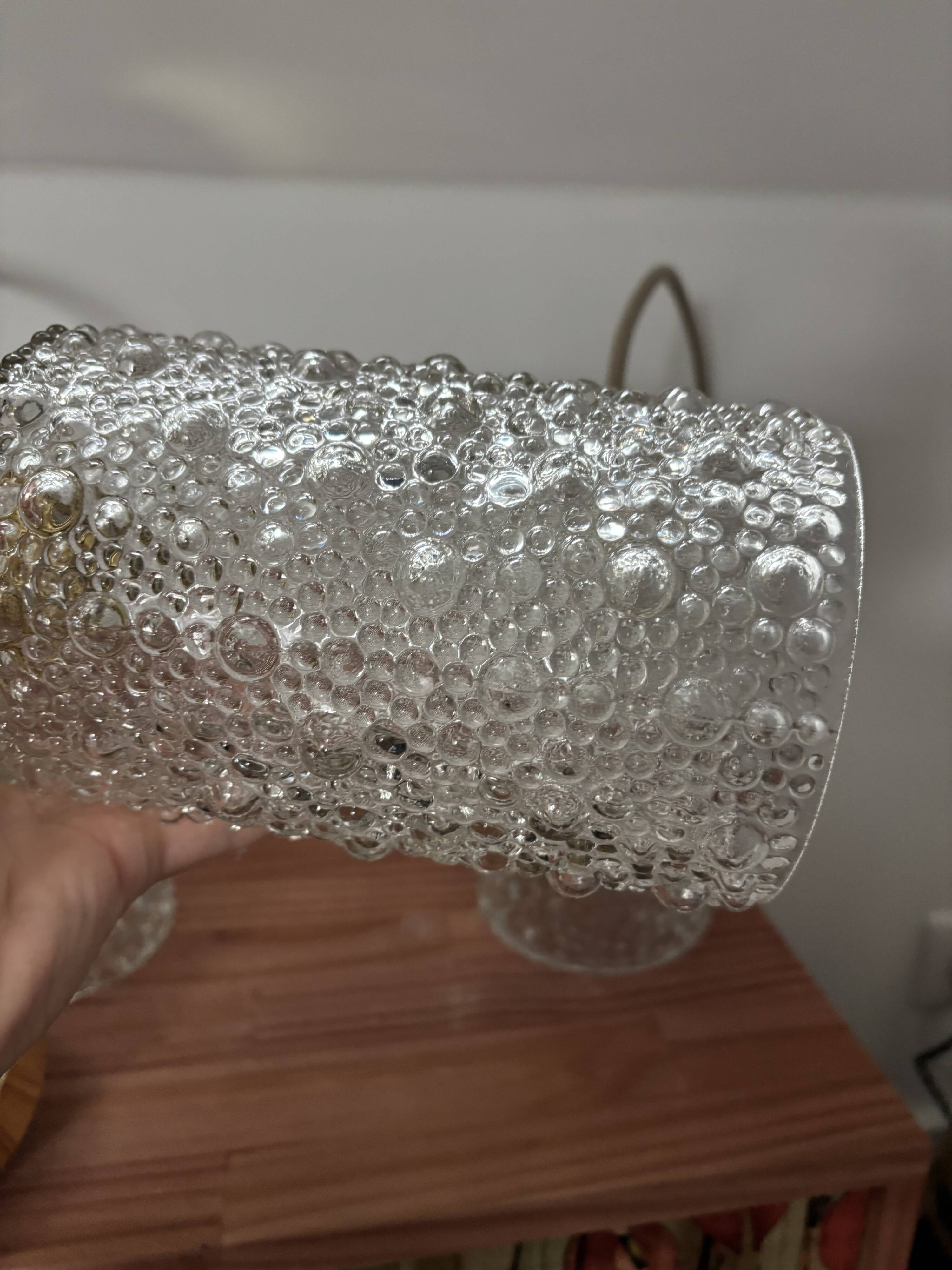 Lot de trois suspensions en verre bullé vintage