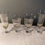 4 old blown glasses, 2 champagne flutes, 2 glasses