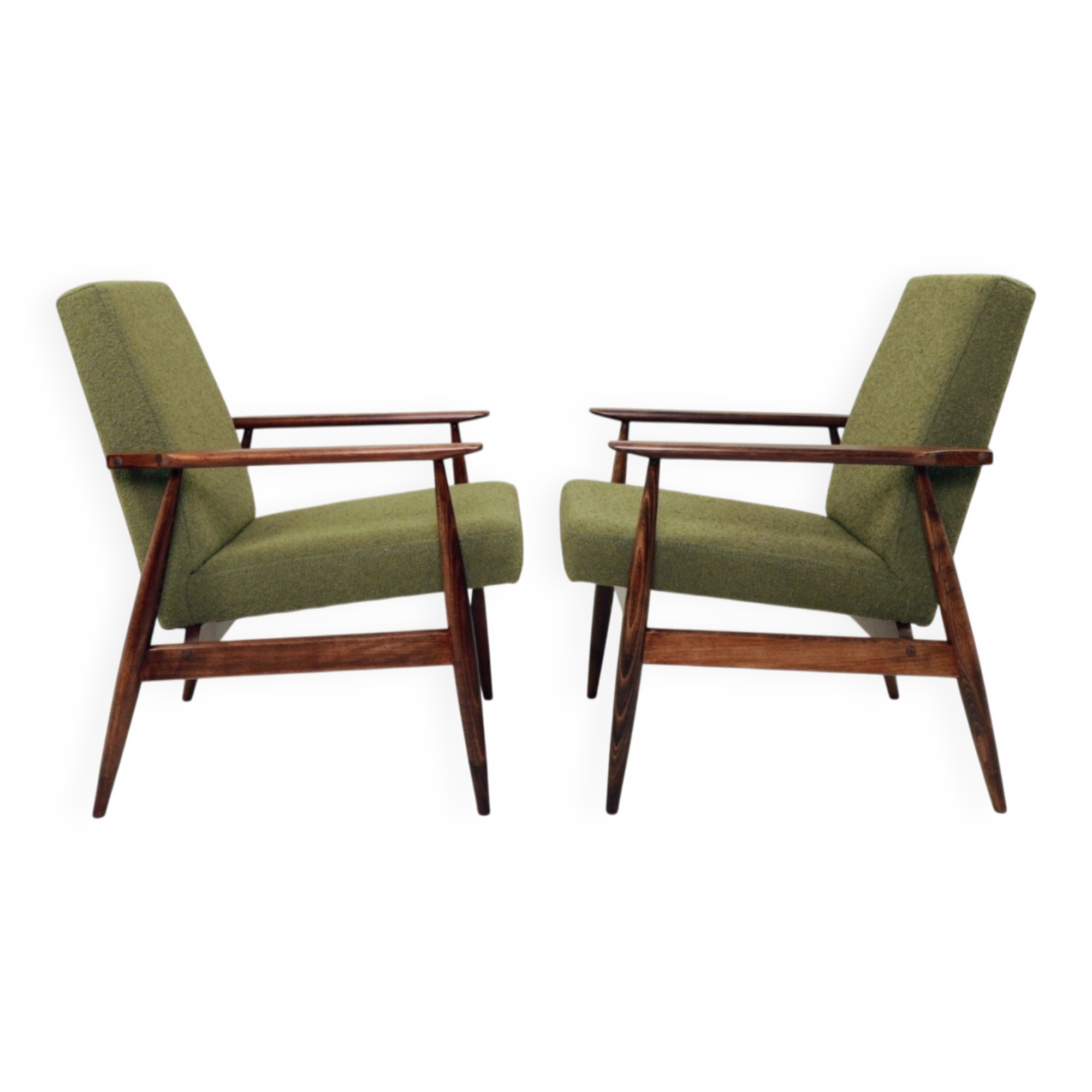 Pair de fauteuils scandinave mid century bouclette verte