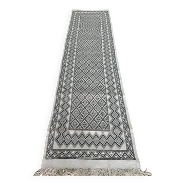 Tapis margoum blanc et gris tissé mains