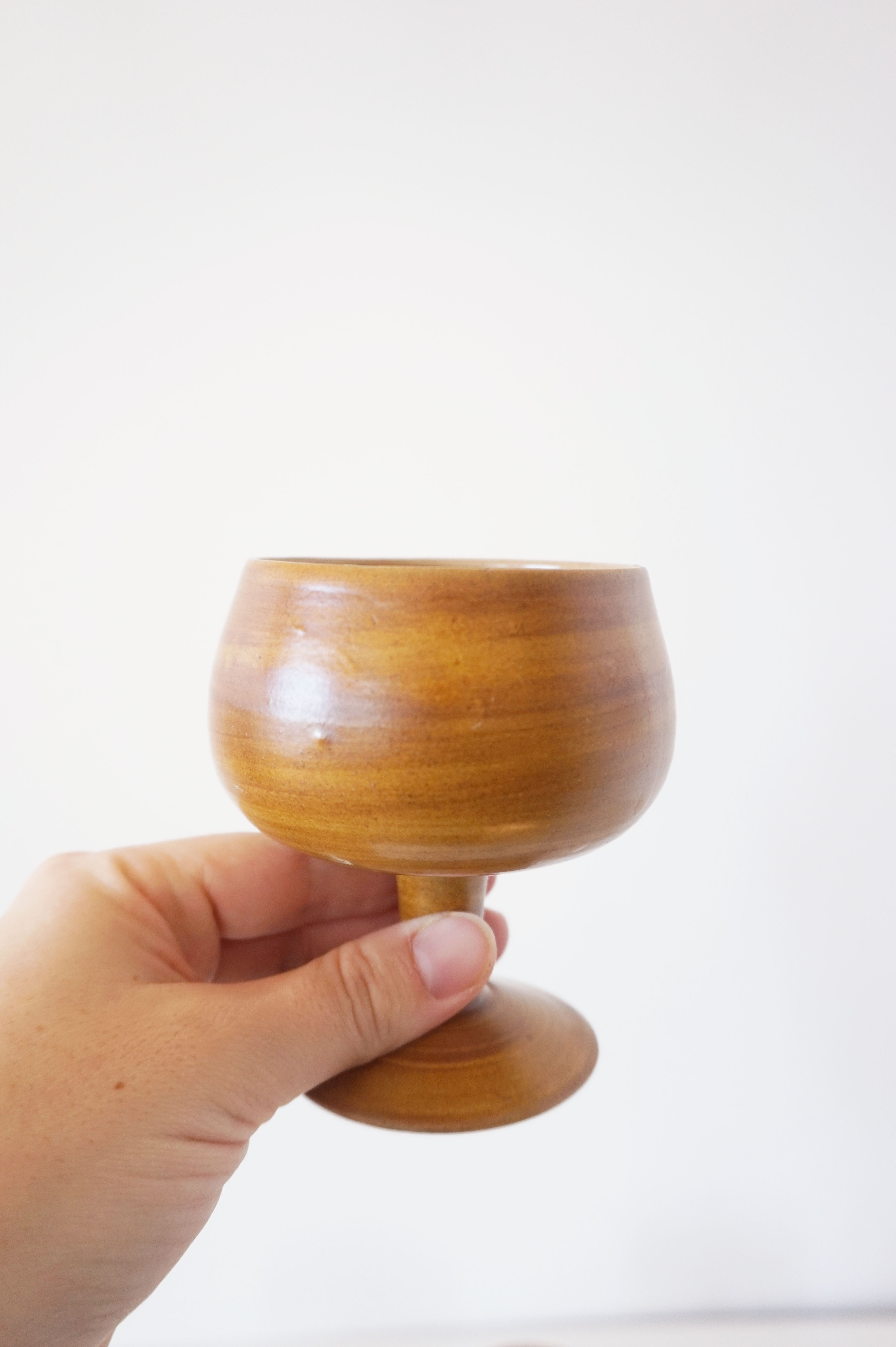 Set of ceramic stemmed glasses 1970