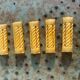 6 enameled ceramic knife holders, slip, vintage golden yellow