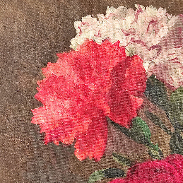 Painting Old bouquet of roses and carnations 1900