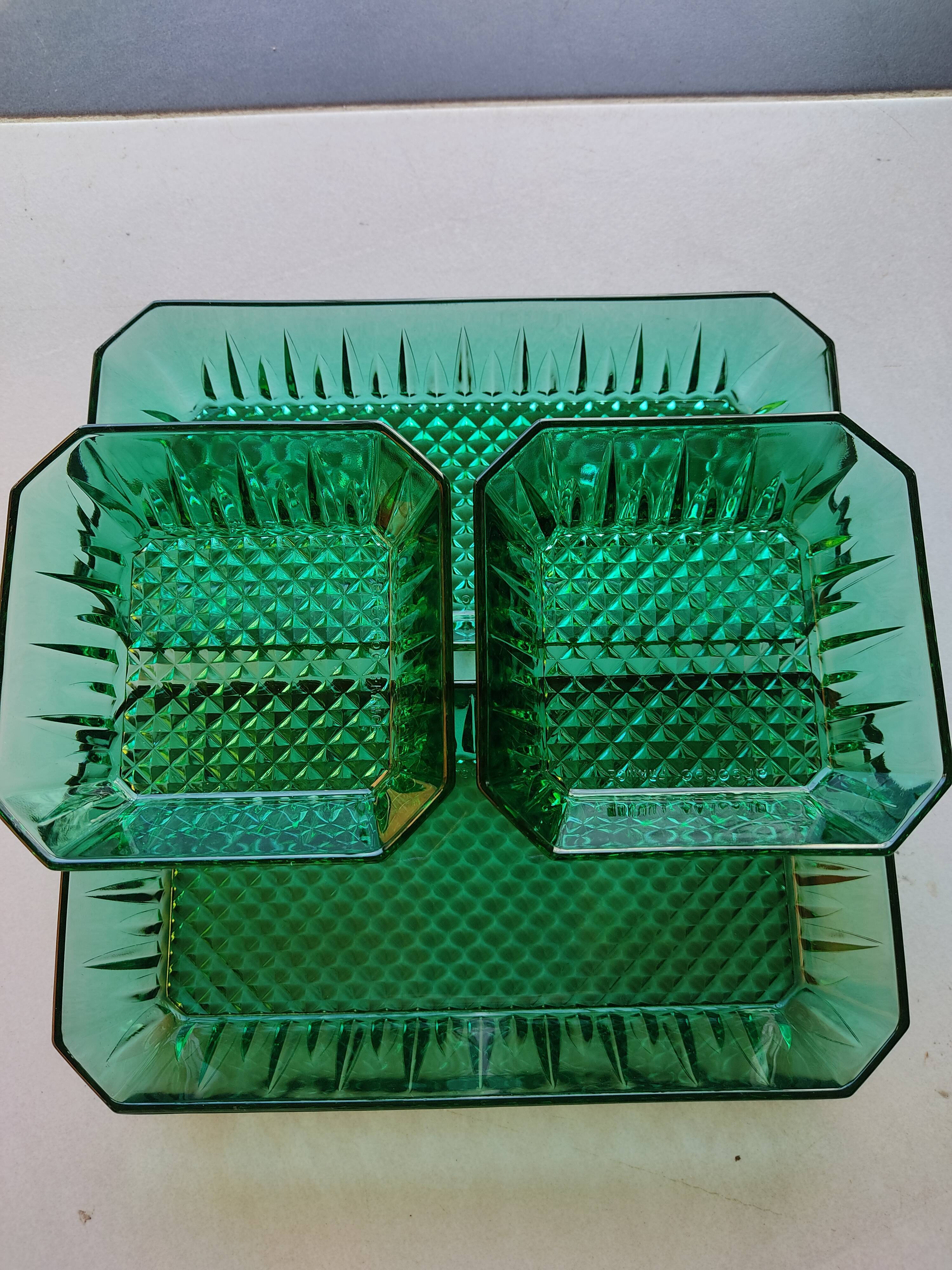 Vintage green presentation dishes