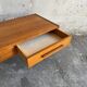 Low Danish Teak Cabinet by Millenium Design — Warm Teak Veneer, Two Drawers, Tapered Legs