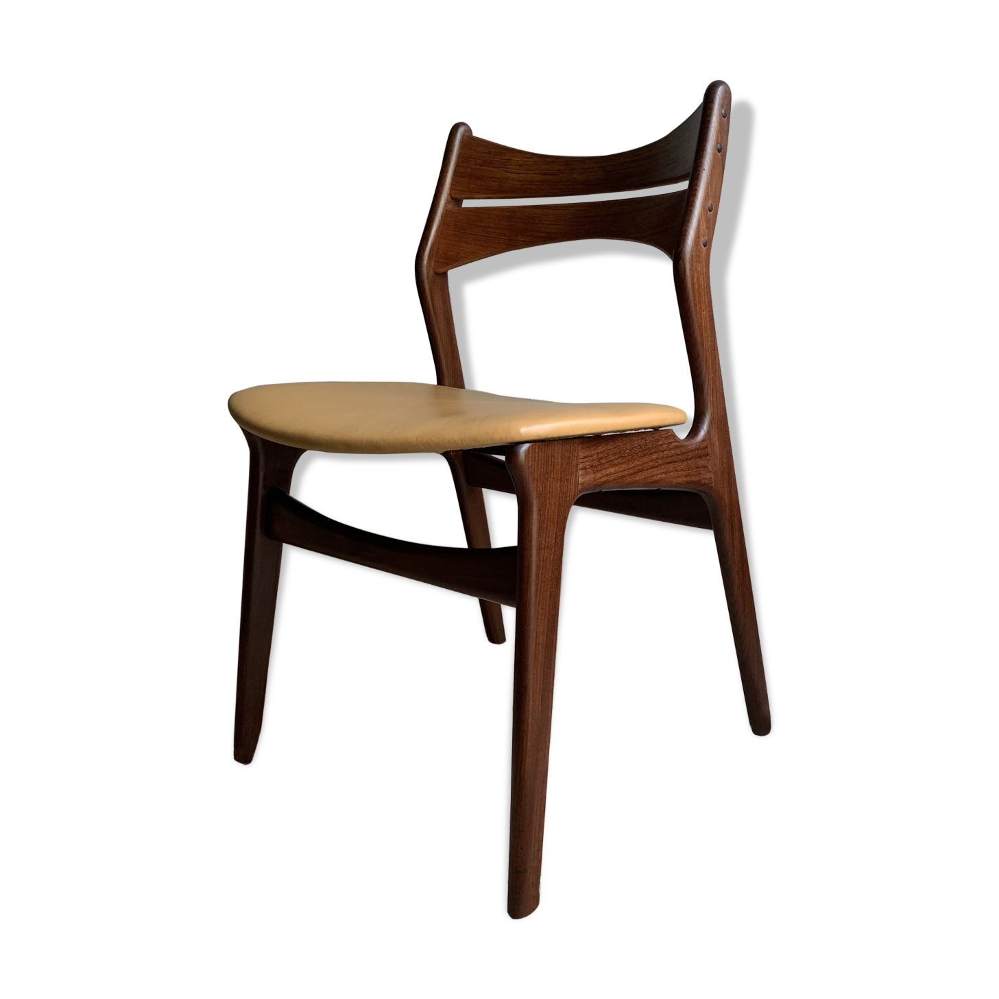 Chaise scandinave Erik Buch en teck et cuir