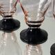 6 petits verres à vin ou à eau art déco rose et pied noir 8 cl