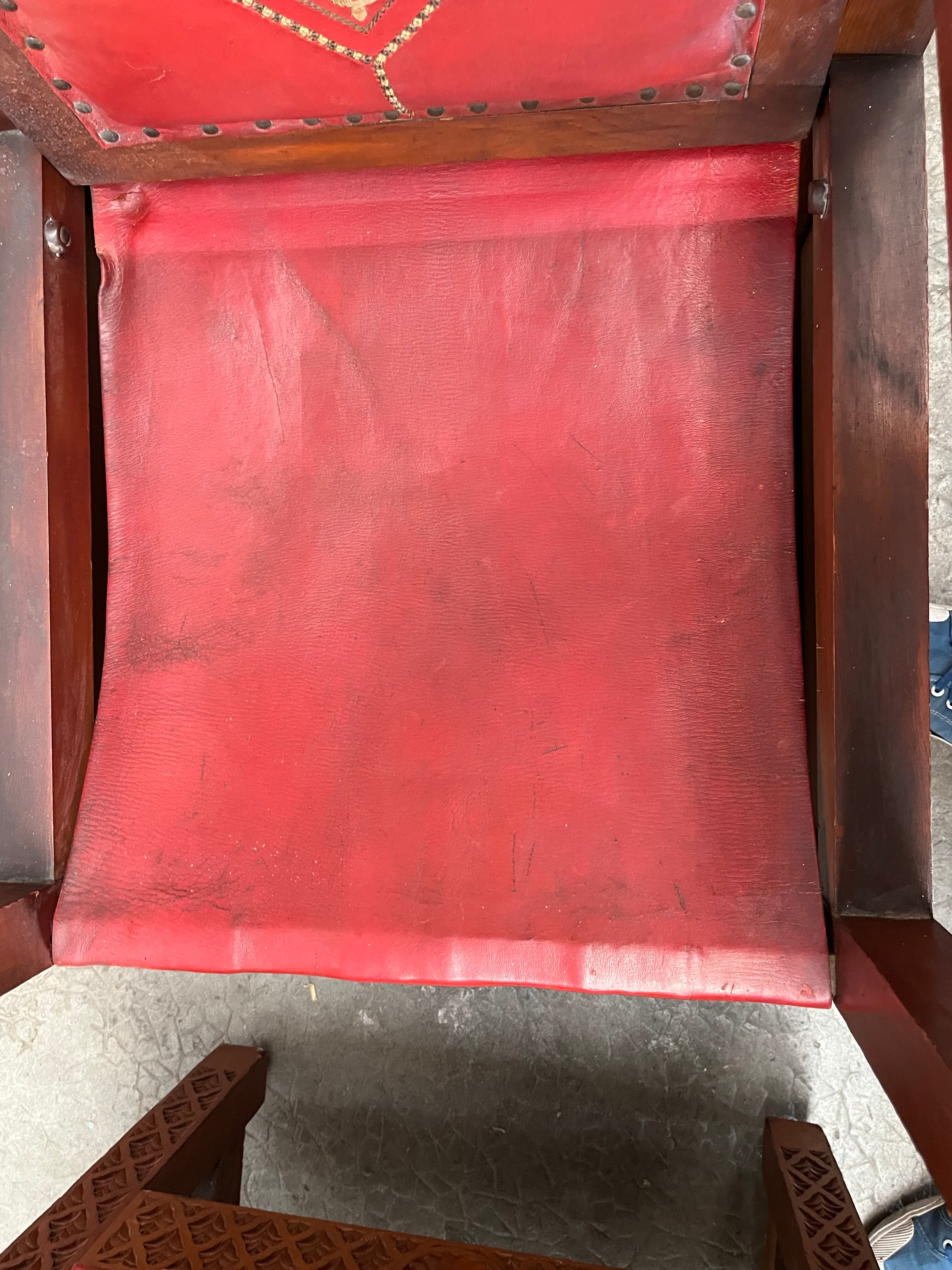 Pair of Moroccan leather armchairs from the 50s