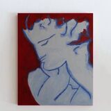 unique figurative painting "woman with curls"