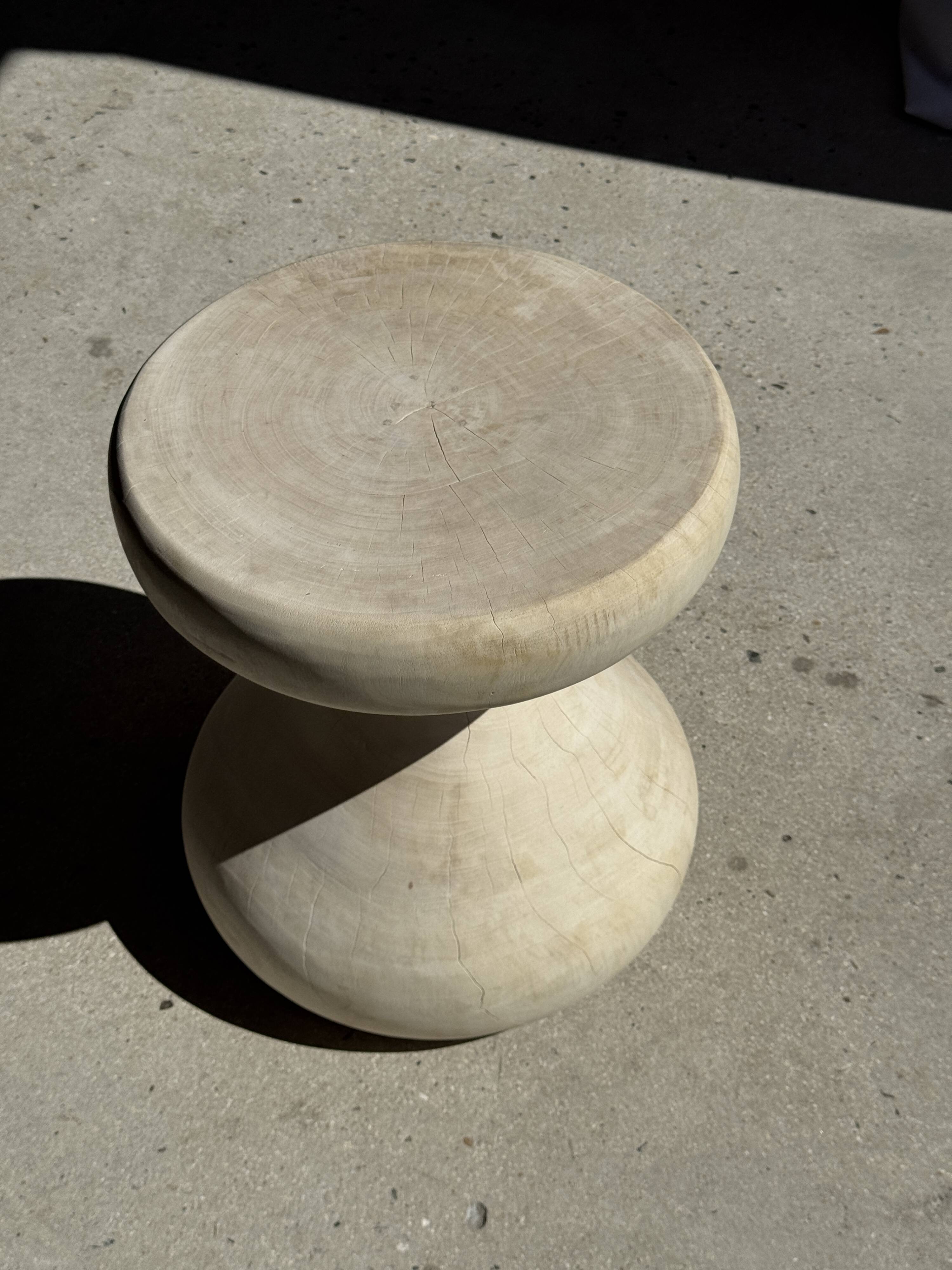 Pawn Bleach - Stool, side table, end table in solid mango wood