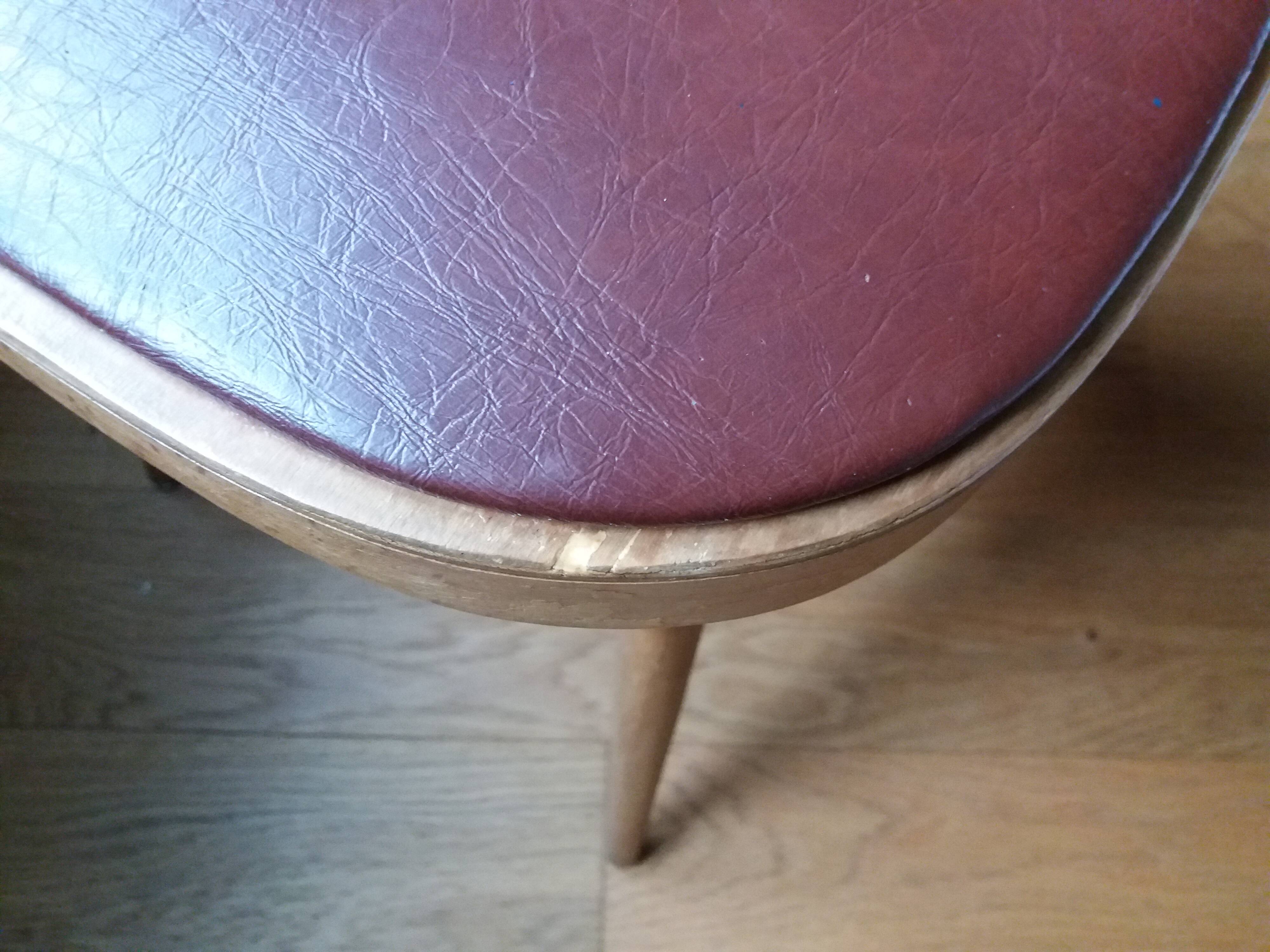 2 chairs bistro Baumann model 740 wood and skaï Scandinavian style