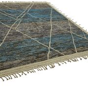 Tapis en laine bleu contemporain turc fait à la main de 280 cm x 363 cm