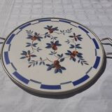 Earthenware serving tray decorated with stylized cherries