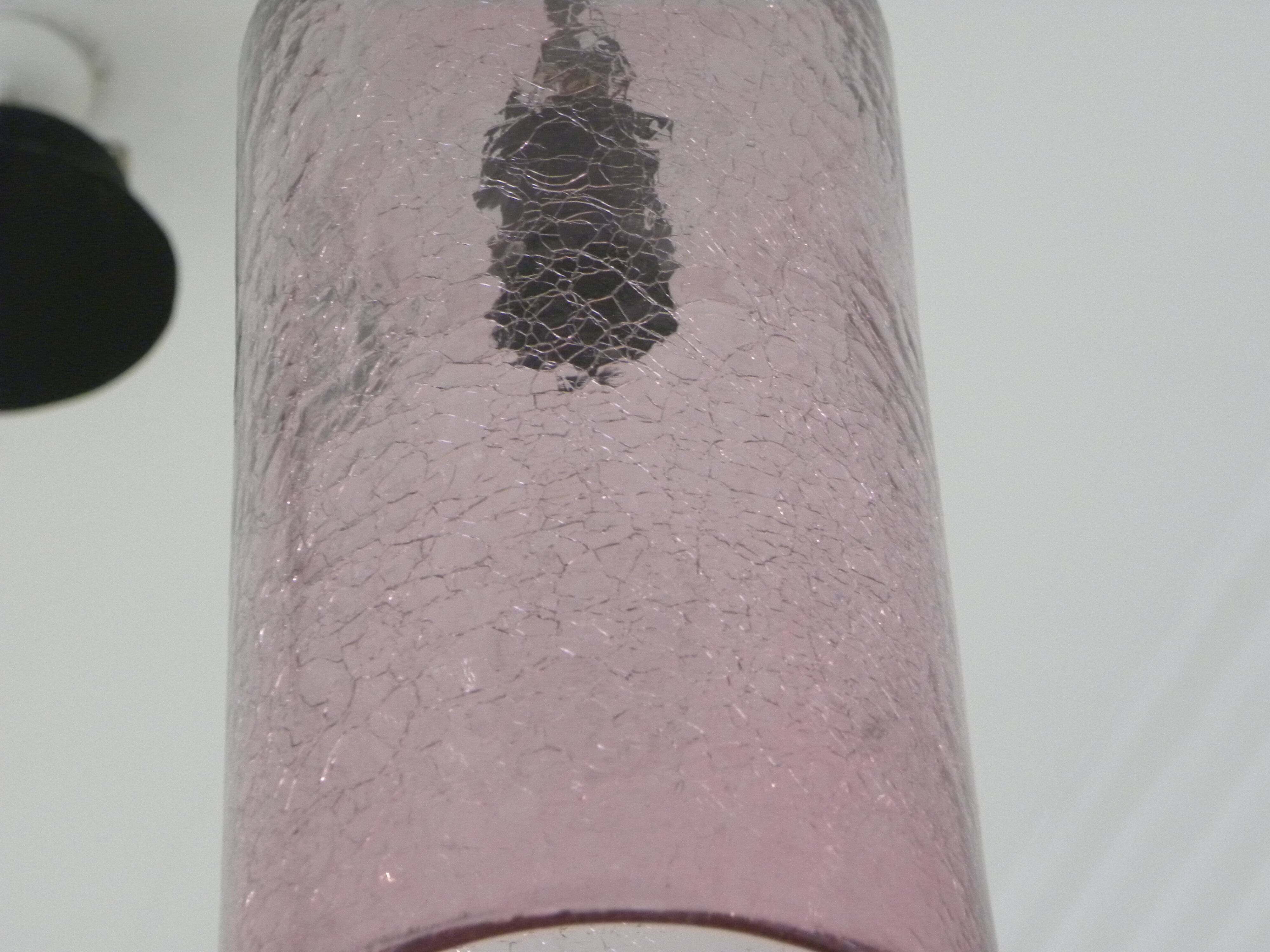 Cylindrical pink cracked glass ceiling lamp Retro design light fixture