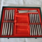 Box 2 drawers household 57 pieces christofle silver metal model "boreal"