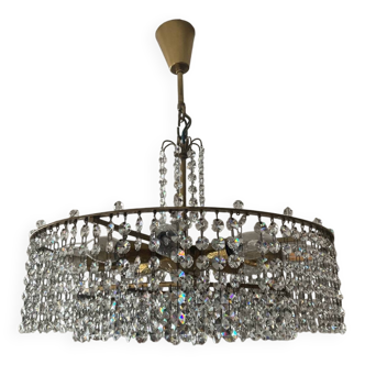 Vintage brass and crystal tassel chandelier