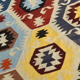 8x11 Vintage Multicolor Handmade Wool Kilim Rug, 254x348Cm
