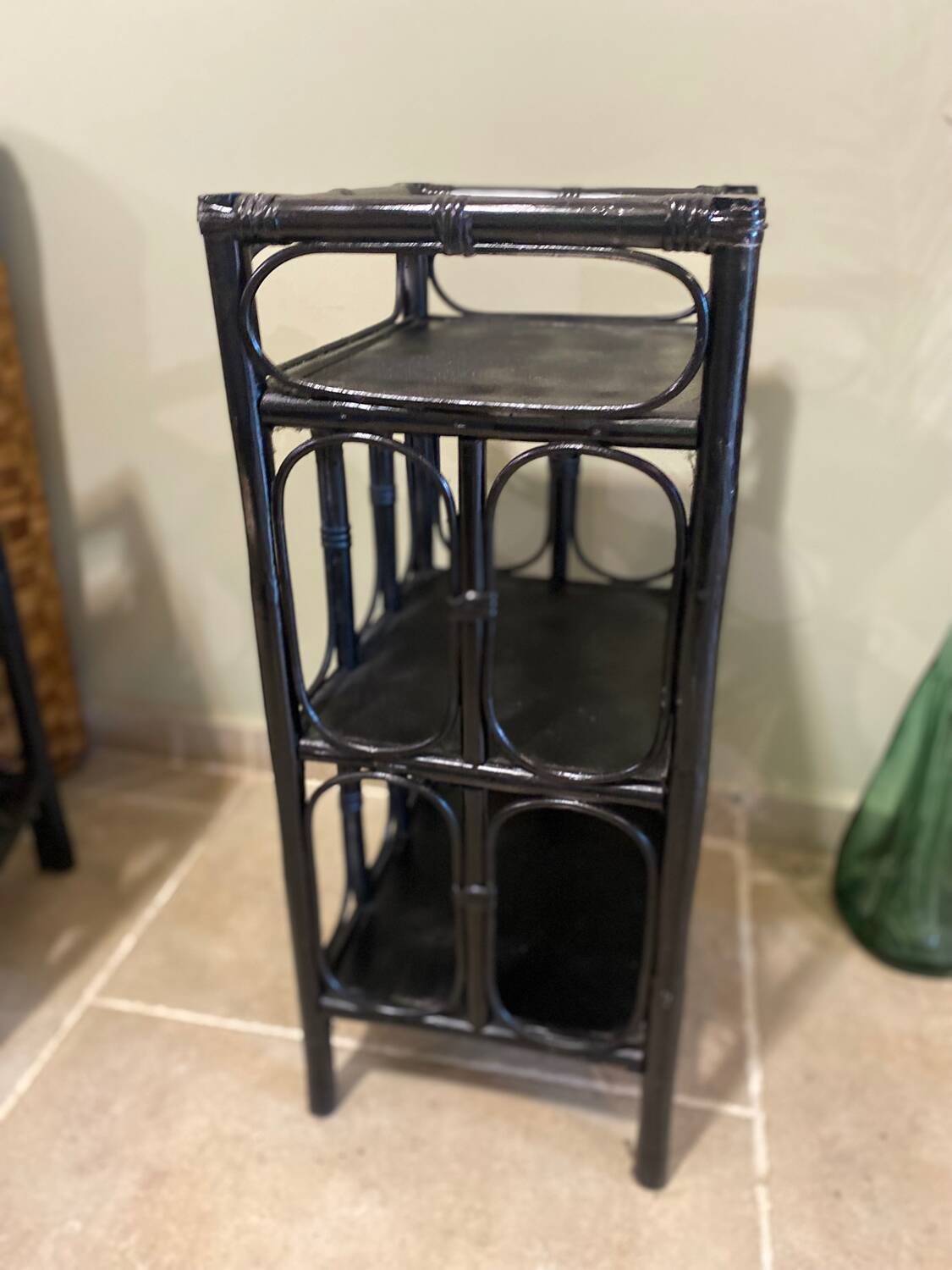 Black rattan shelf