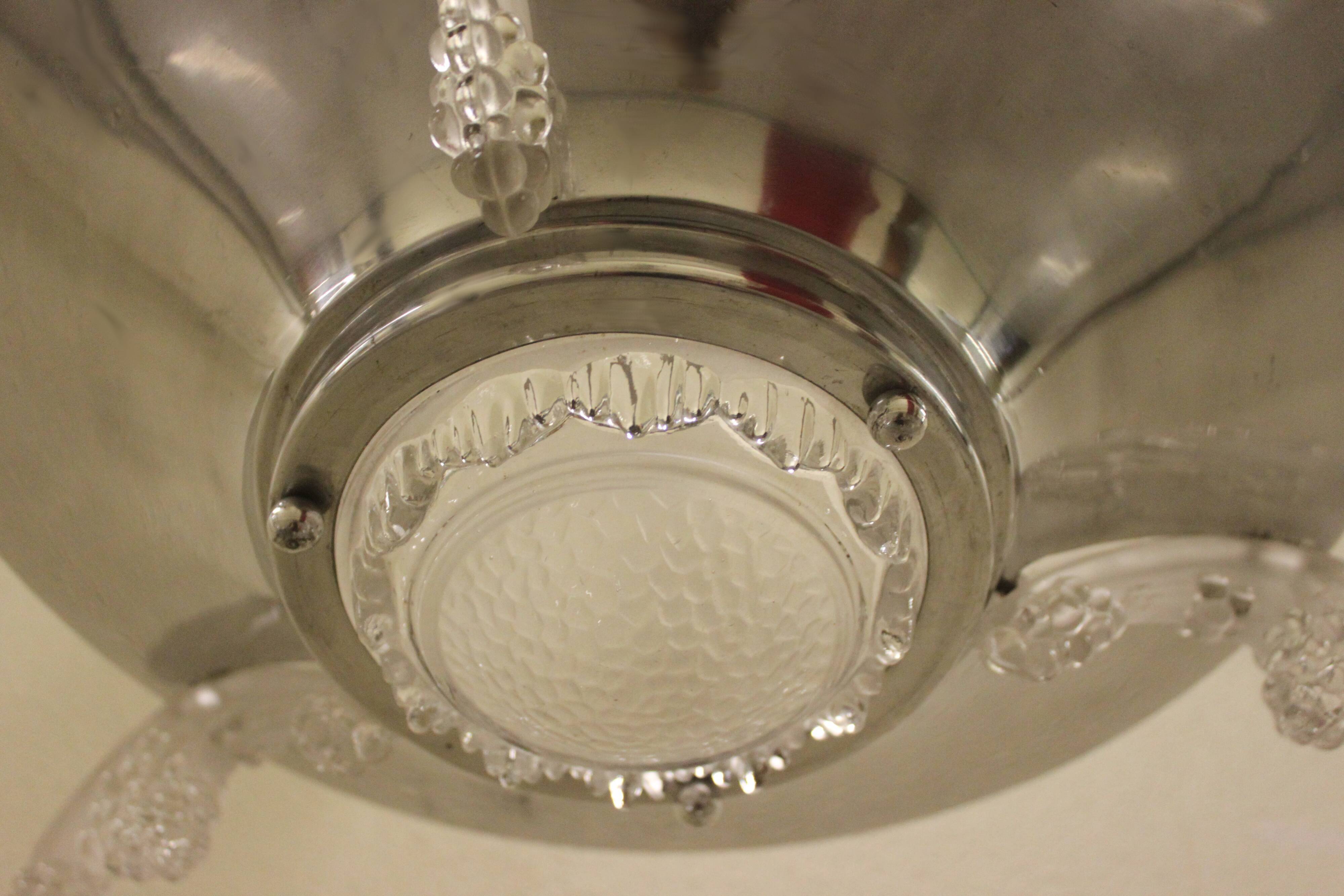 Art Deco pendant lamp by Ezan France, 2 lights 1920